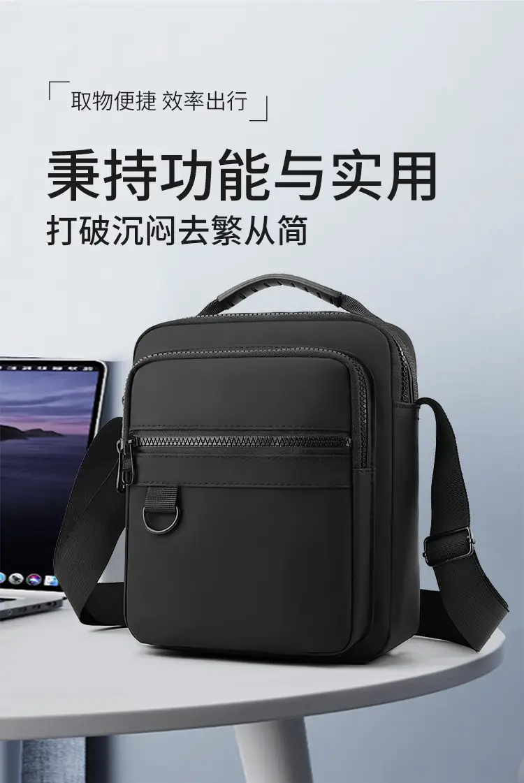 Men's Grey Nylon Shoulder Crossbody Bag 2024 Winter — feature 4
