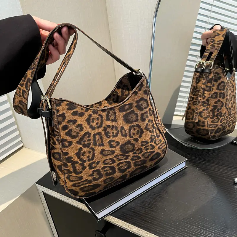 Vintage Leopard Print Wide Strap Tote Bag Women 2024 - Image 7