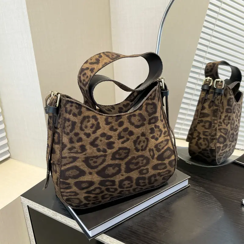 Vintage Leopard Print Wide Strap Tote Bag Women 2024 - Image 8