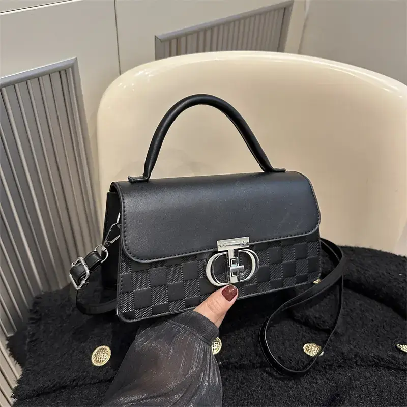 White Textured Lock Shoulder Bag for Women - Image 6