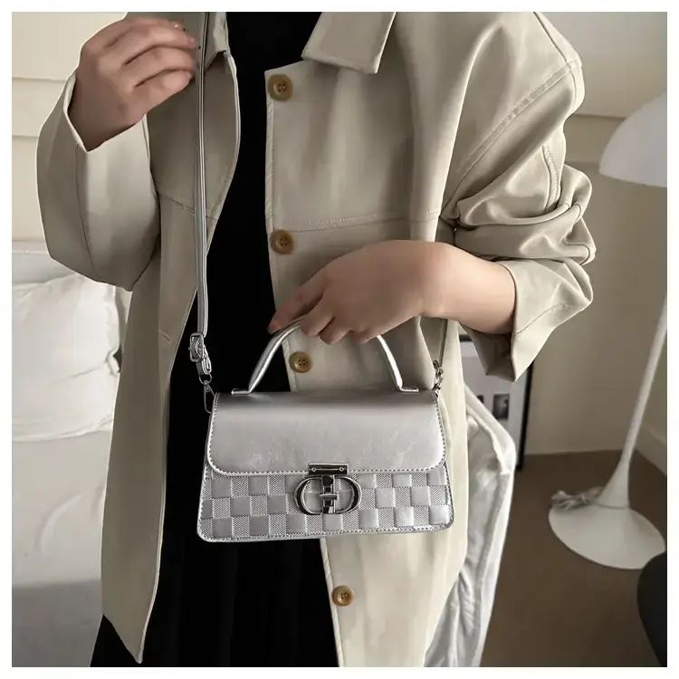 White Textured Lock Shoulder Bag for Women — feature 12