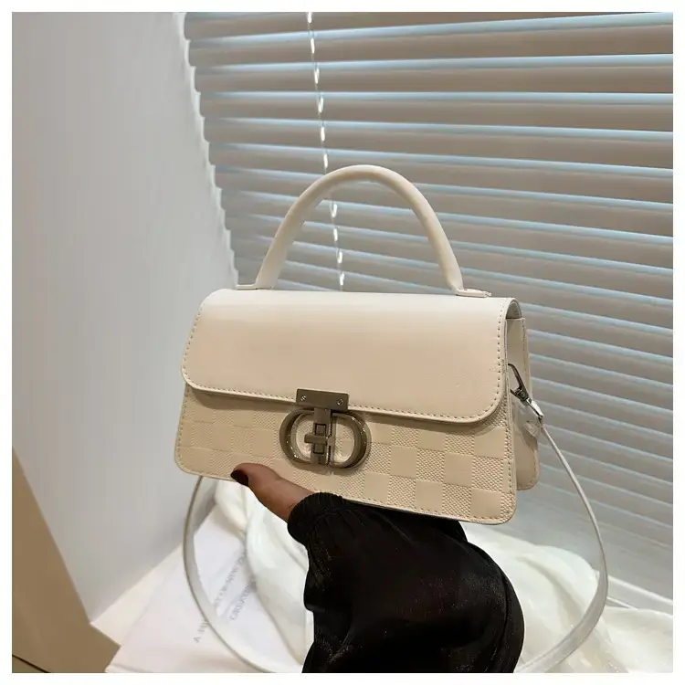 White Textured Lock Shoulder Bag for Women — feature 21
