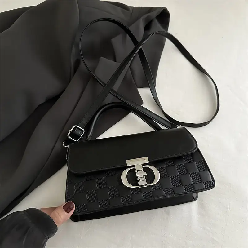 White Textured Lock Shoulder Bag for Women - Image 2