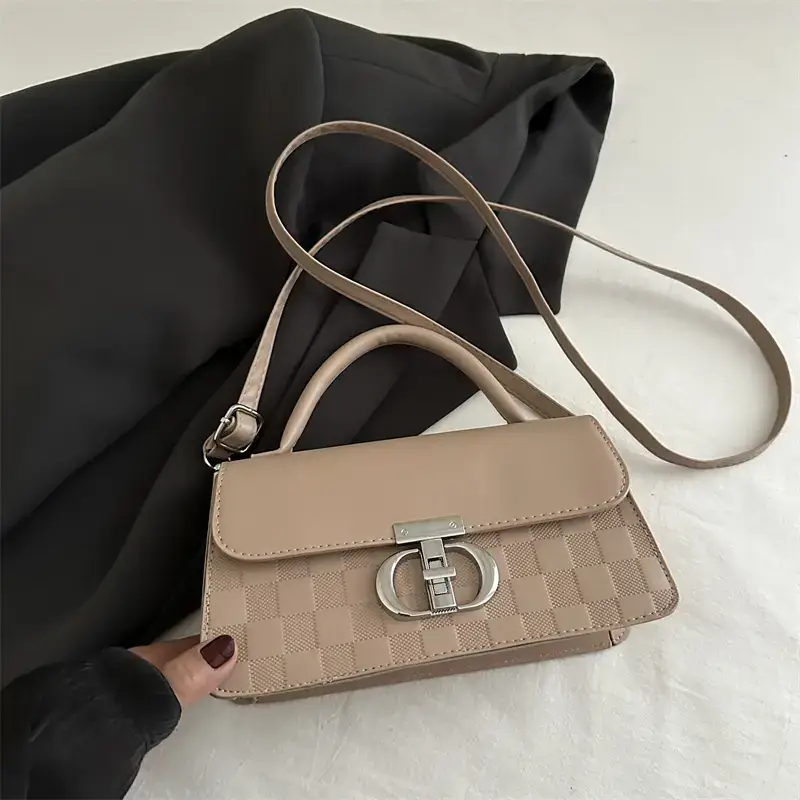 White Textured Lock Shoulder Bag for Women - Image 3