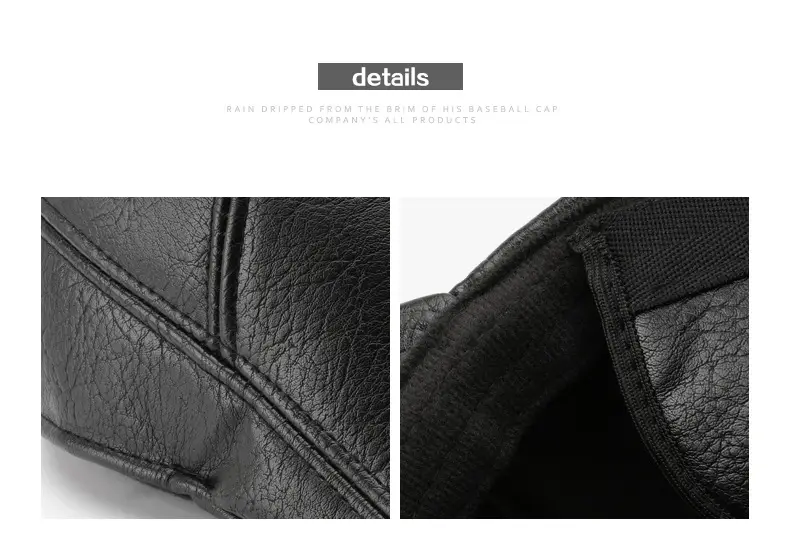 Men's Black Leather Duck Tongue Hat Autumn Winter — feature 11