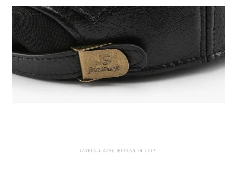 Men's Black Leather Duck Tongue Hat Autumn Winter — feature 12