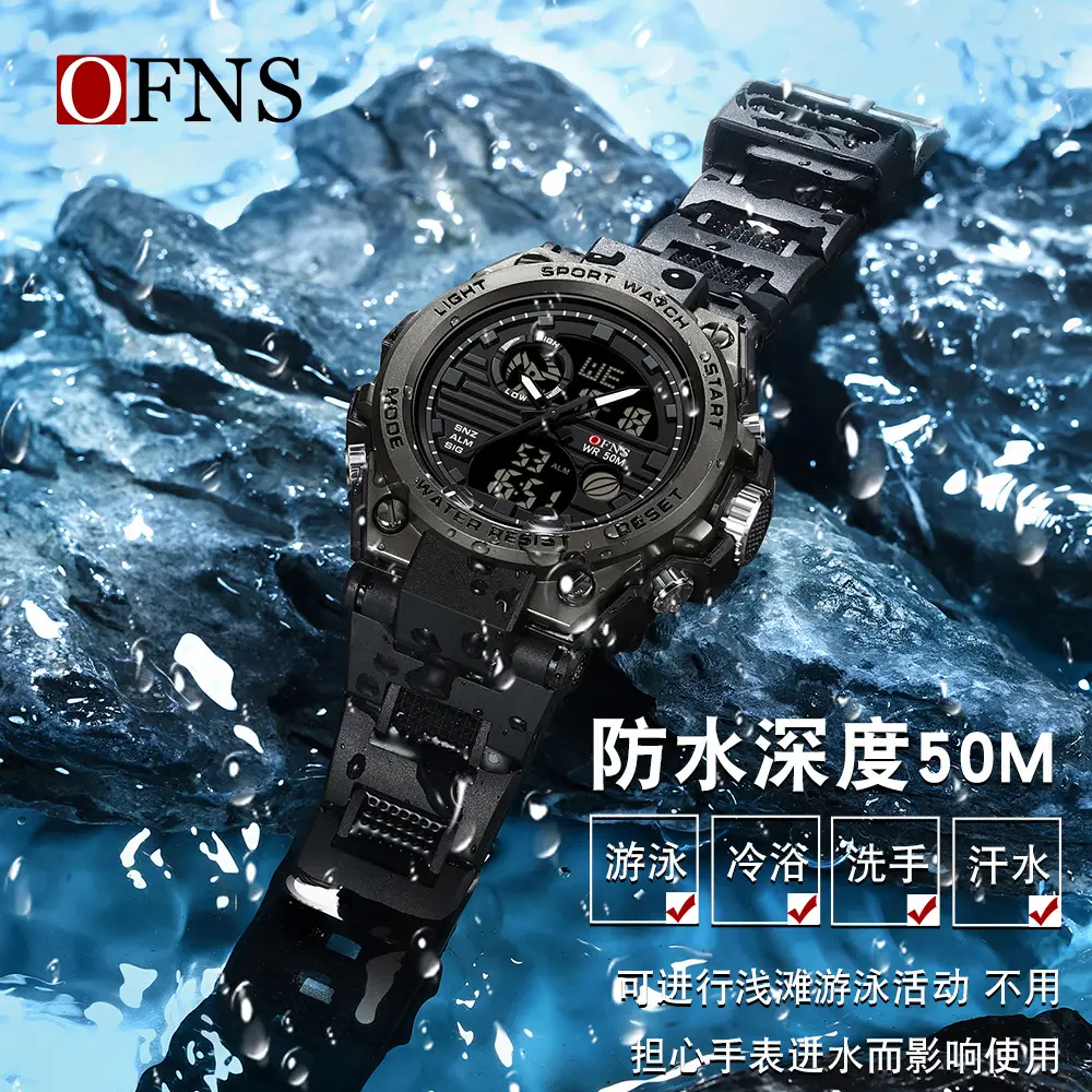 O'Fannie Luminous Waterproof Sports Watch Black - Image 5