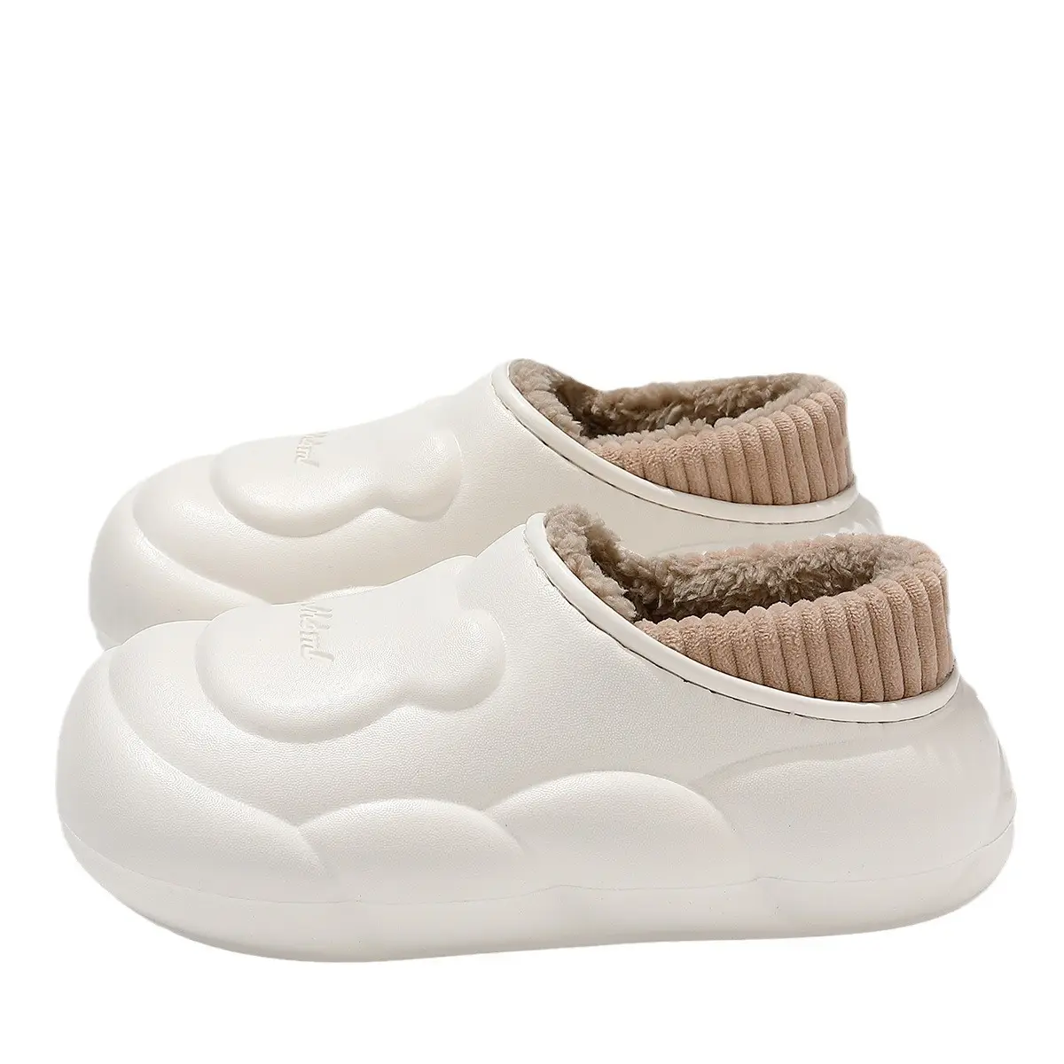 Winter Waterproof Cotton Slippers for Women White - Image 7