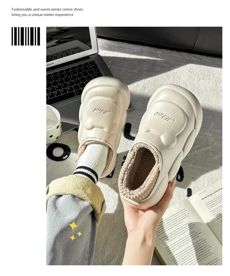 Winter Waterproof Cotton Slippers for Women White — feature 11
