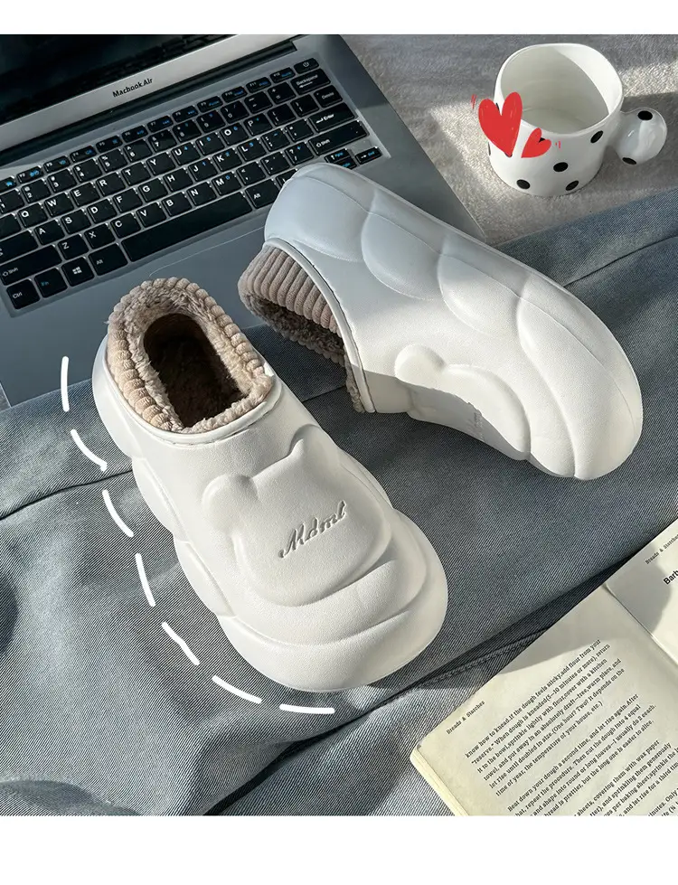 Winter Waterproof Cotton Slippers for Women White — feature 13