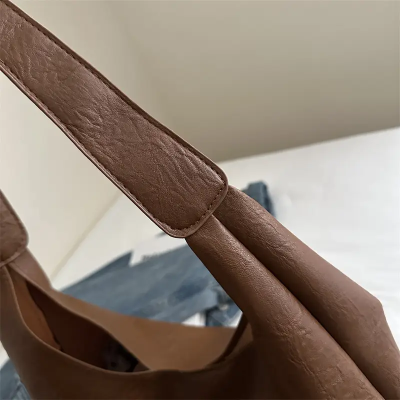 Maroon Leather Shoulder Bag for Women Autumn Winter - Image 8