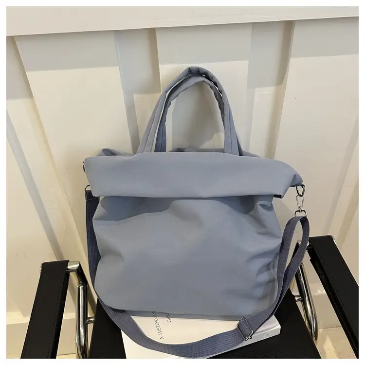 Women's Large Capacity Shoulder Crossbody Bag Blue Nylon - Image 4