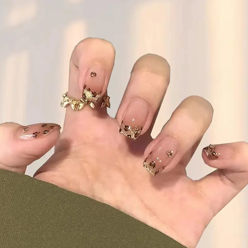 Maillard Leopard Print Fake Nails Autumn Winter — feature 15