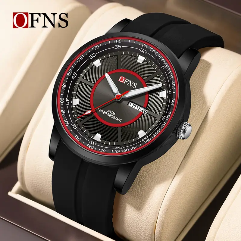 Ofns Men's Luminous Quartz Watch Black Green - Image 7