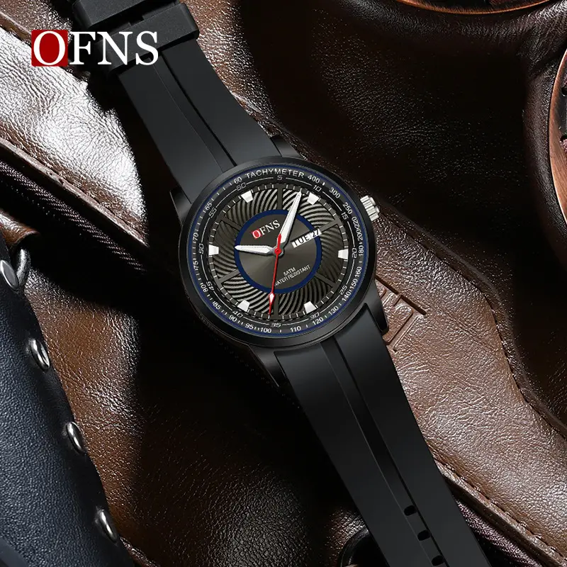 Ofns Men's Luminous Quartz Watch Black Green - Image 9