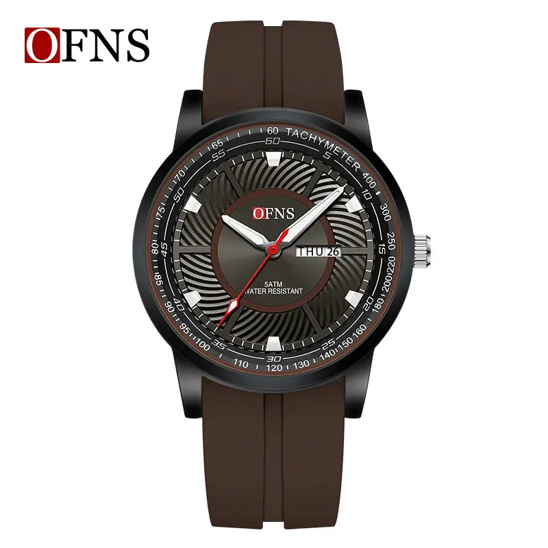 Ofns Men's Luminous Quartz Watch Black Green - Image 2