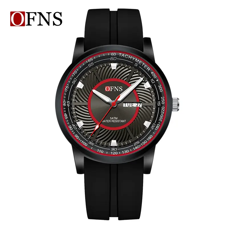 Ofns Men's Luminous Quartz Watch Black Green - Image 3