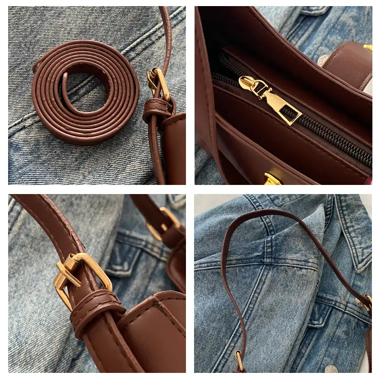 Black High-end Women's Shoulder Bag with Gold Clasp — feature 7
