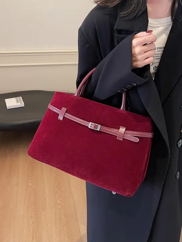 Women Frosted Red Shoulder Bag Large Capacity 2026