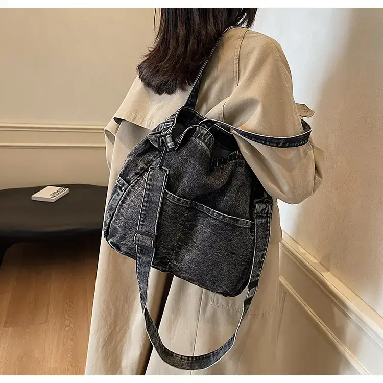 Women's Washable Blue Denim Shoulder Bag Large Capacity — feature 15