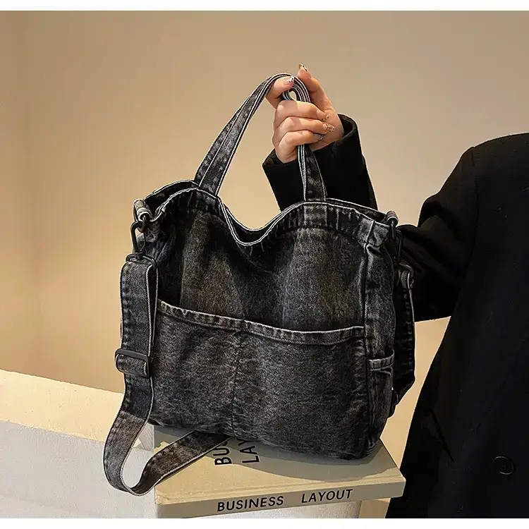 Women's Washable Blue Denim Shoulder Bag Large Capacity — feature 21