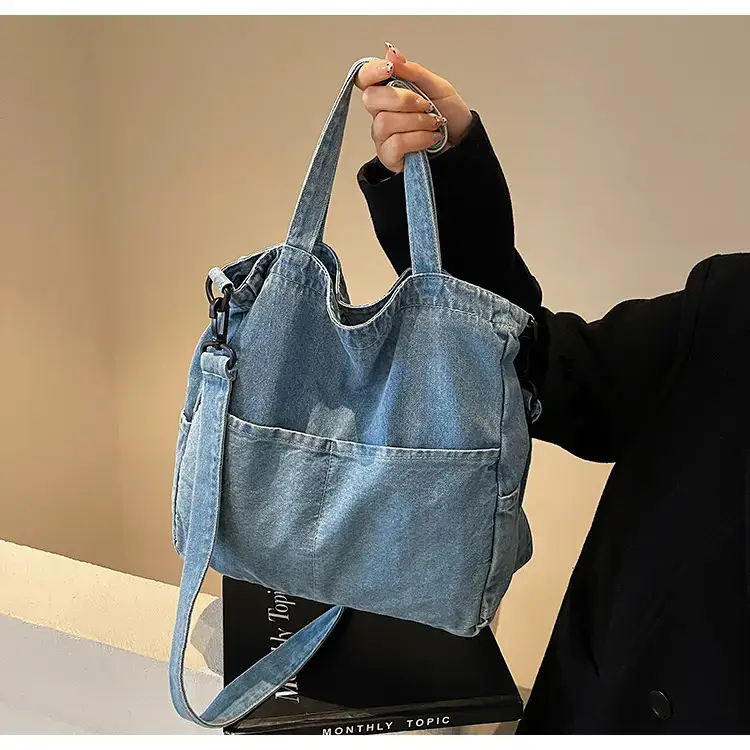 Women's Washable Blue Denim Shoulder Bag Large Capacity — feature 22
