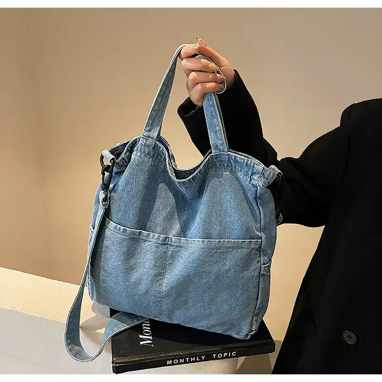 Women's Washable Blue Denim Shoulder Bag Large Capacity — feature 23