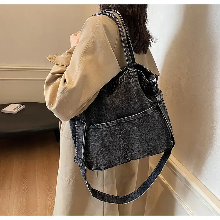 Women's Washable Blue Denim Shoulder Bag Large Capacity — feature 29