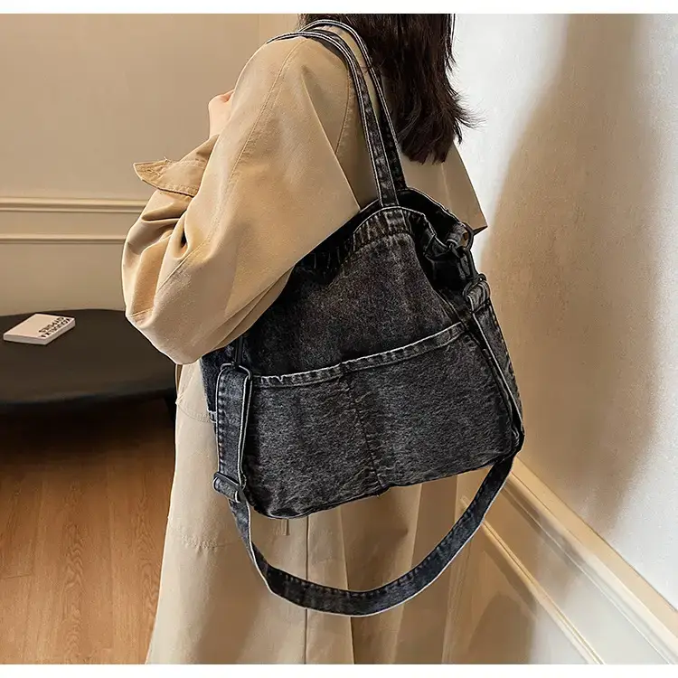 Women's Washable Blue Denim Shoulder Bag Large Capacity — feature 30