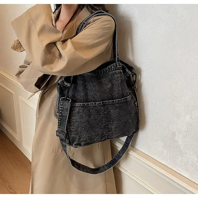 Women's Washable Blue Denim Shoulder Bag Large Capacity — feature 32