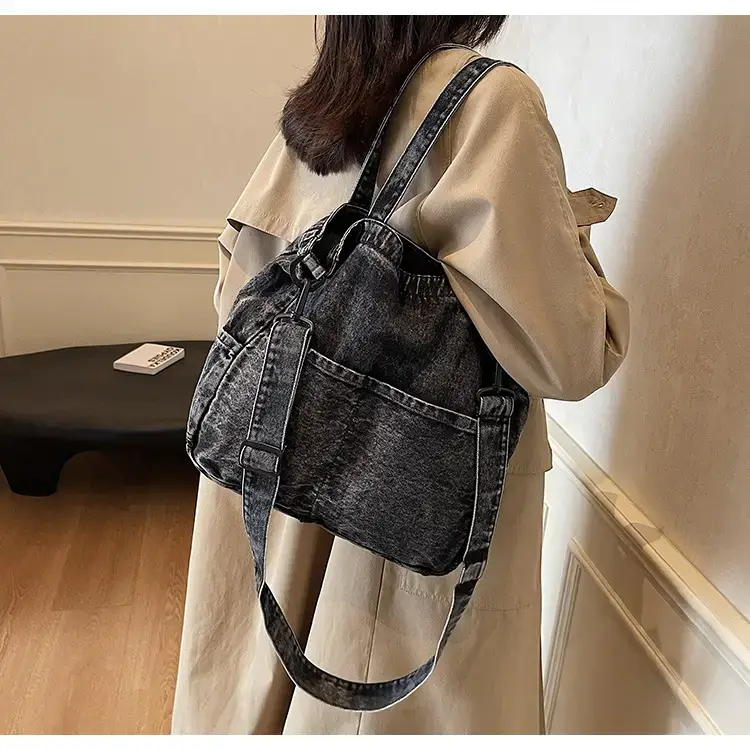 Women's Washable Blue Denim Shoulder Bag Large Capacity — feature 33