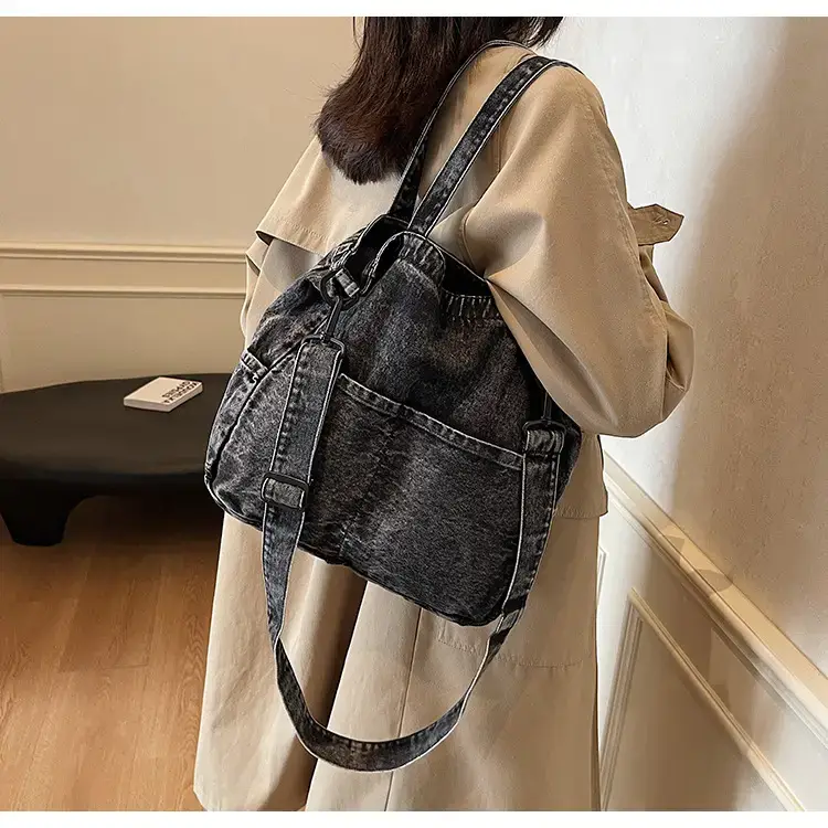 Women's Washable Blue Denim Shoulder Bag Large Capacity — feature 34