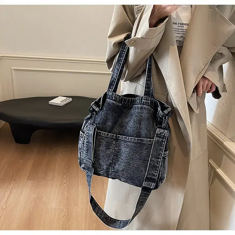 Women's Washable Blue Denim Shoulder Bag Large Capacity — feature 35