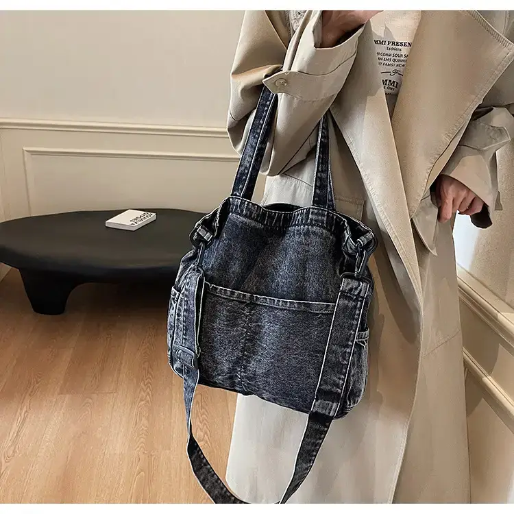 Women's Washable Blue Denim Shoulder Bag Large Capacity — feature 36