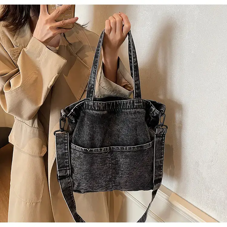 Women's Washable Blue Denim Shoulder Bag Large Capacity — feature 37