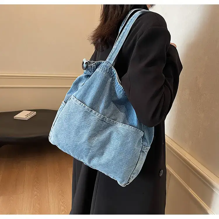 Women's Washable Blue Denim Shoulder Bag Large Capacity — feature 39