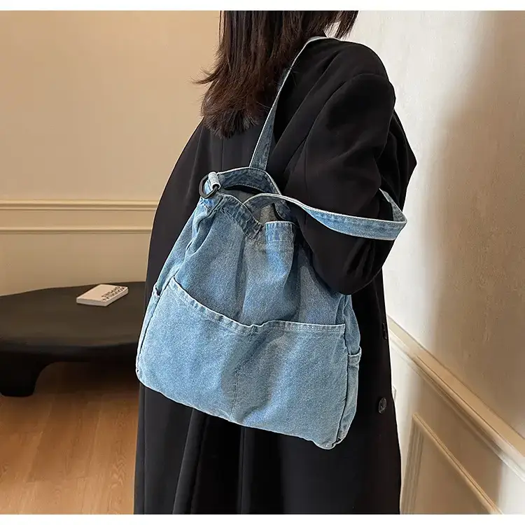 Women's Washable Blue Denim Shoulder Bag Large Capacity — feature 41