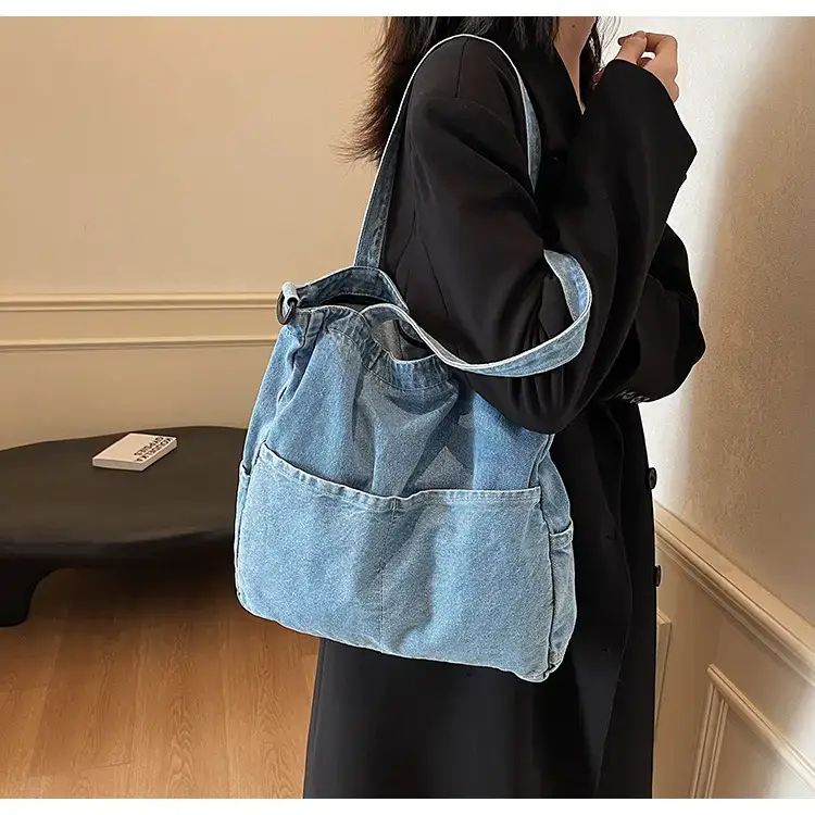 Women's Washable Blue Denim Shoulder Bag Large Capacity — feature 43