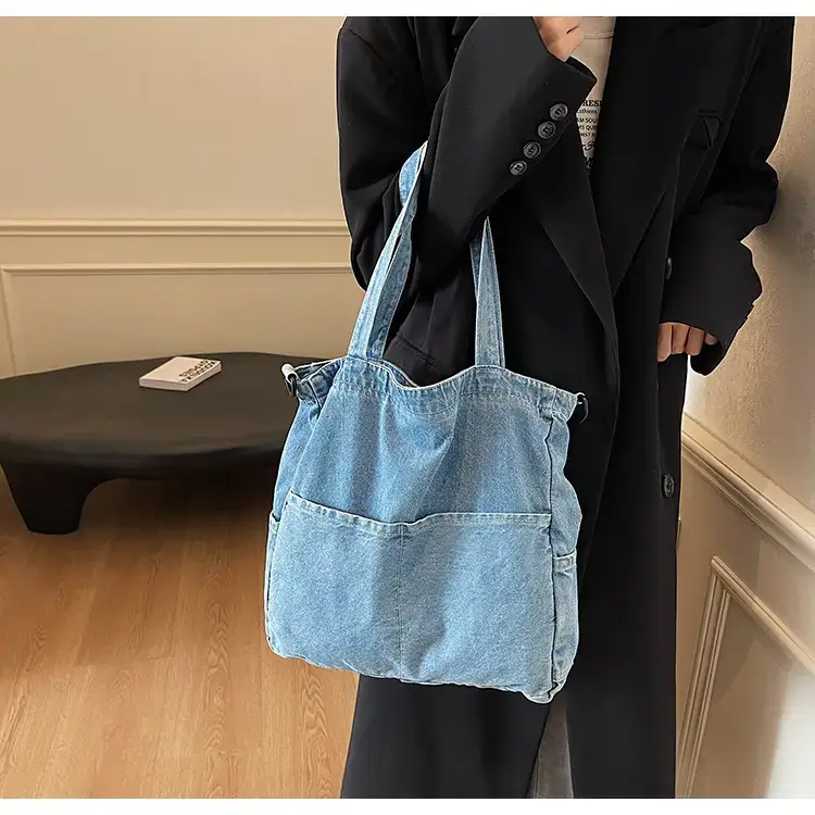 Women's Washable Blue Denim Shoulder Bag Large Capacity — feature 44