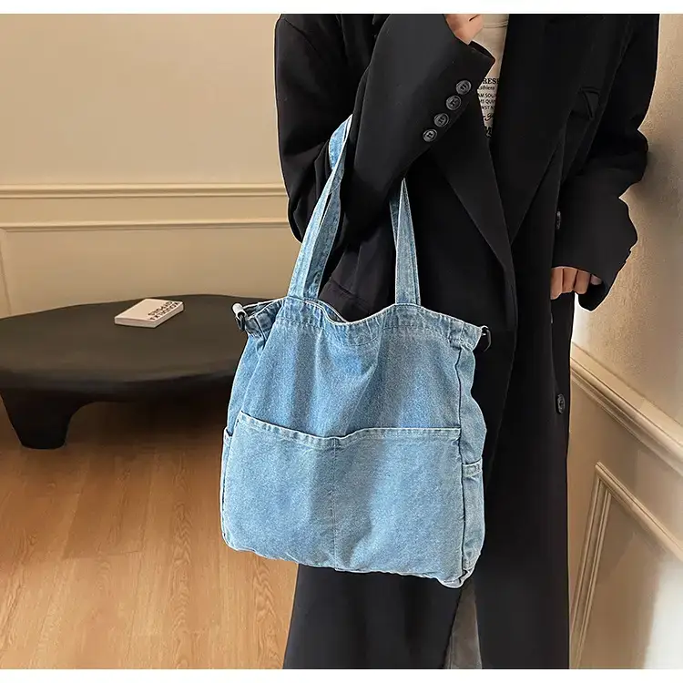 Women's Washable Blue Denim Shoulder Bag Large Capacity — feature 45