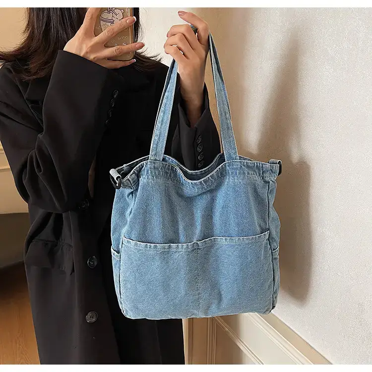 Women's Washable Blue Denim Shoulder Bag Large Capacity — feature 46