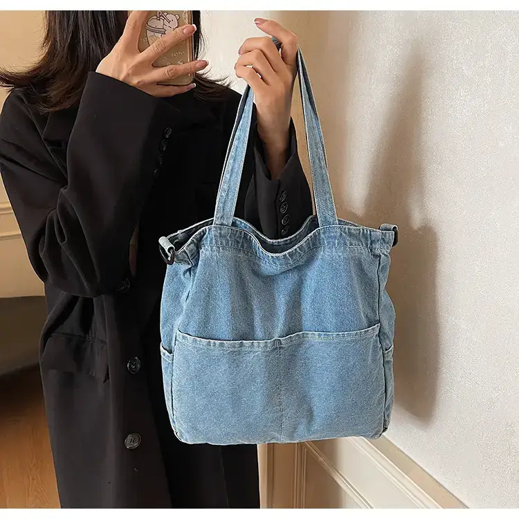 Women's Washable Blue Denim Shoulder Bag Large Capacity — feature 47