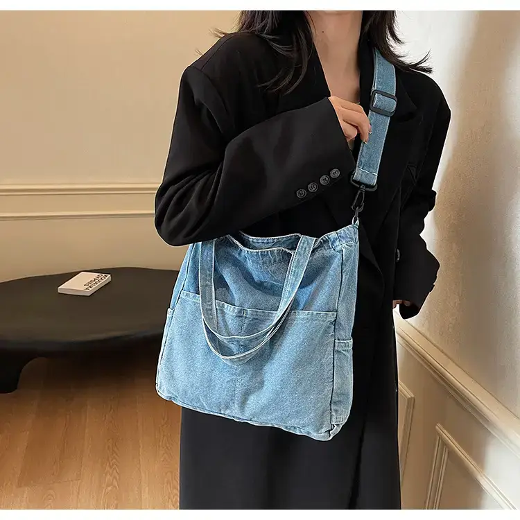 Women's Washable Blue Denim Shoulder Bag Large Capacity — feature 49