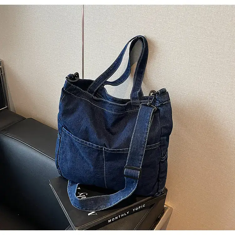 Women's Washable Blue Denim Shoulder Bag Large Capacity — feature 51