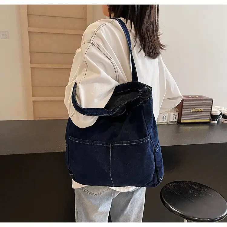 Women's Washable Blue Denim Shoulder Bag Large Capacity — feature 53
