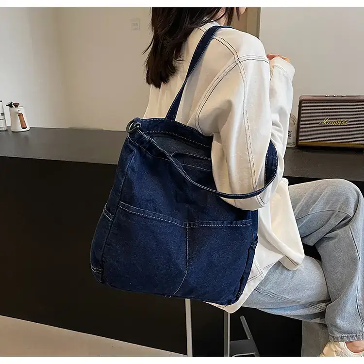 Women's Washable Blue Denim Shoulder Bag Large Capacity — feature 55