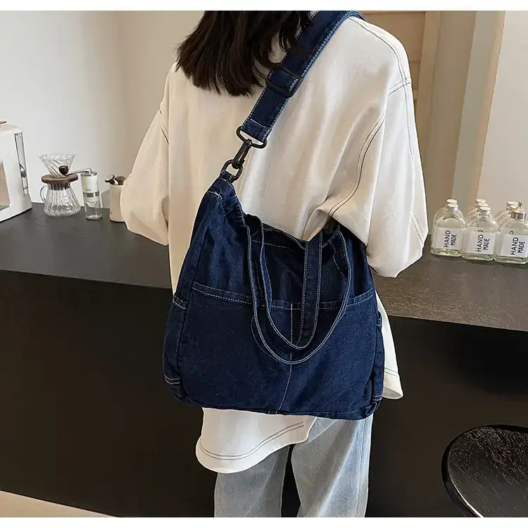 Women's Washable Blue Denim Shoulder Bag Large Capacity — feature 56