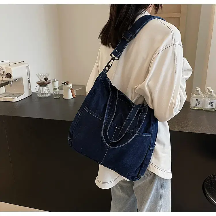 Women's Washable Blue Denim Shoulder Bag Large Capacity — feature 58