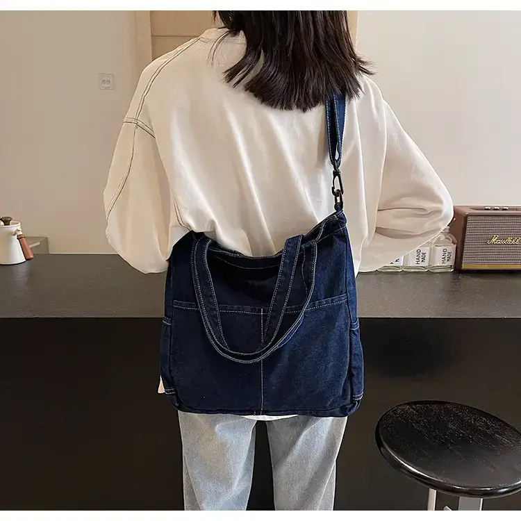 Women's Washable Blue Denim Shoulder Bag Large Capacity — feature 59
