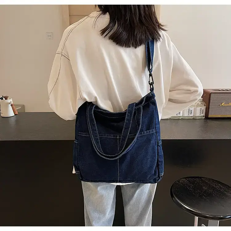 Women's Washable Blue Denim Shoulder Bag Large Capacity — feature 60